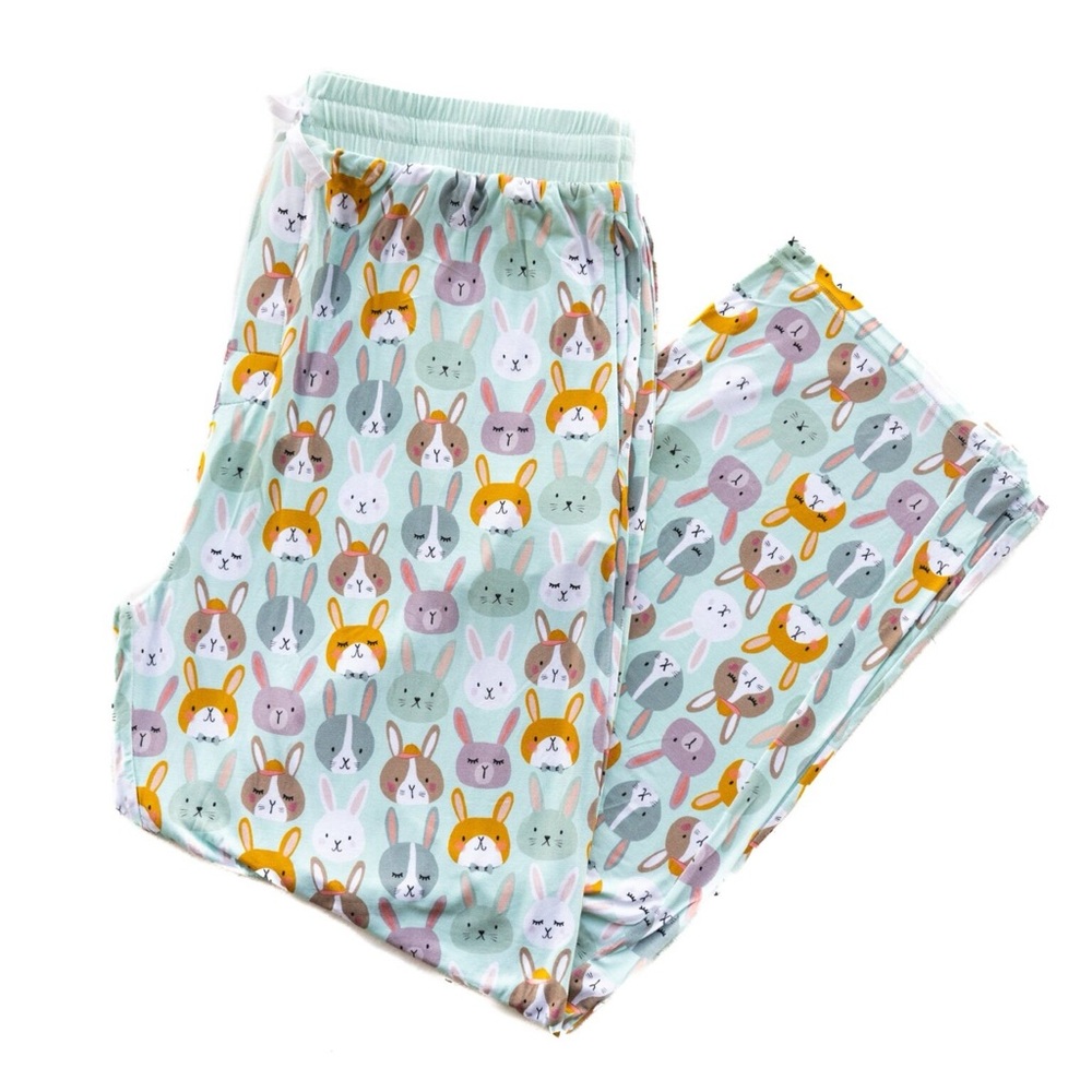 Little Sleepies Mint Bunny Pajama Bottoms with Pastel Faces